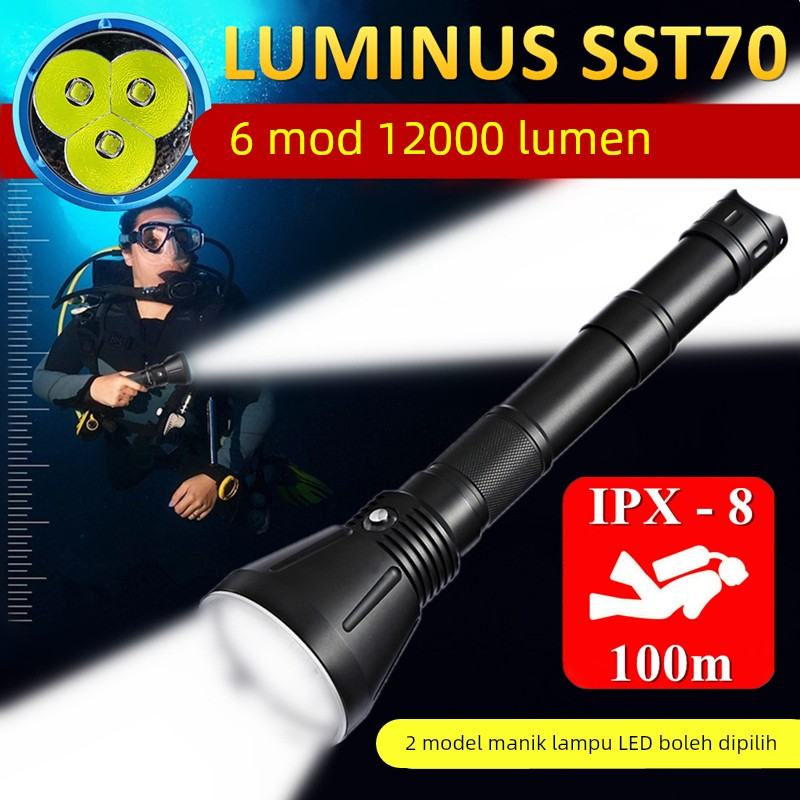 12000流明SST70潜水手电筒防水超亮专业水下摄影补光灯夜潜赶海