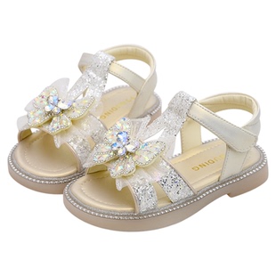 2026新款女童凉鞋软底公主鞋夏季小女孩亮片鞋子甜美夏天真皮单鞋