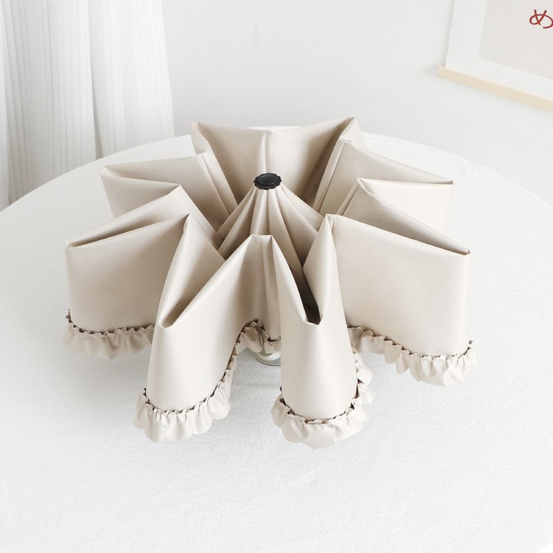 加厚彩胶雨伞女折叠防遮阳雨木耳紫外线花边百褶晴防晒太阳伞两用