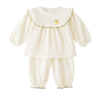 女宝宝分体套装小公主家居服纯棉纱布娃娃衫春夏季裤子婴幼儿衣服