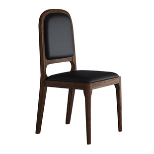 北欧餐椅家用实木现代简约酒店餐厅真皮高端白蜡木设计师靠背椅子