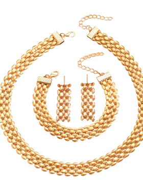 时尚表带设计金属风手链耳钉项链