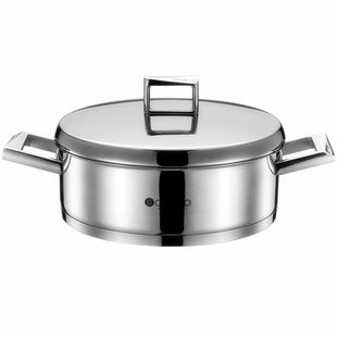 德国316欧式火锅26cm进口18/10不锈钢欧式双耳煎锅家用加厚底汤锅