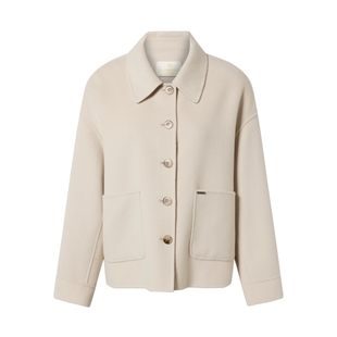 【美丽诺羊毛】ELSEWHERE珂思商场同款淡橙色绵羊毛呢大衣女秋季