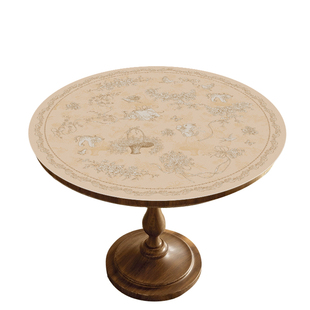 法式复古轻奢少女圆形皮革餐桌垫茶几台桌布防水高级感保护垫台布