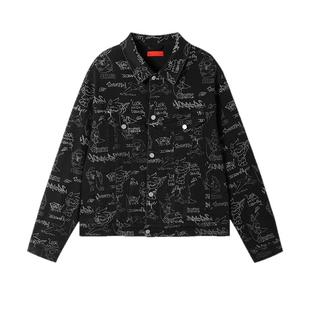 INXX满版数码印花牛仔外套男女同款设计感宽松休闲夹克上衣