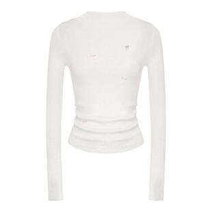 Kroche  细腻羊毛 浪漫柔软法式抽褶 蝴蝶结高领羊毛长袖上衣