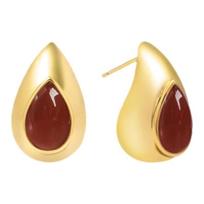 红玛瑙虎眼石耳饰轻奢