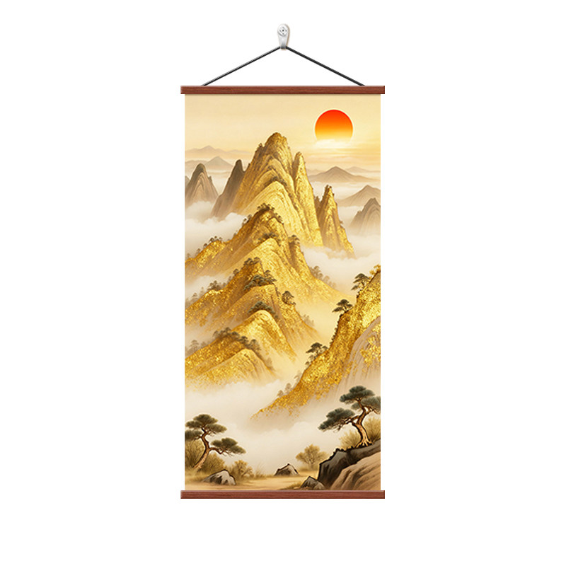 日照金山入户正对门玄关装饰画