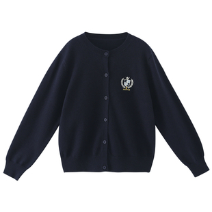 女童针织开衫2025秋装新款女大时髦学院风毛衣儿童简约休闲外套潮