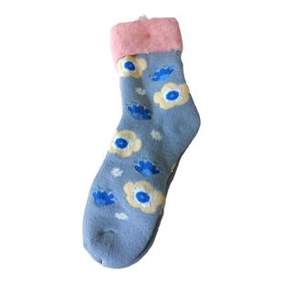 外贸女士女袜羊毛呀加厚拉绒保暖羊毛特厚卡通保温发热特厚