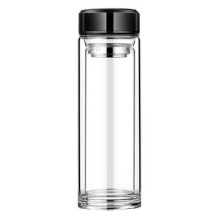 办公家用耐高温泡茶杯高级感轻奢茶水分离杯高硼硅双层玻璃杯定制