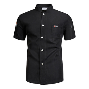 高档厨师工作服男短袖夏季餐饮酒店饭店餐厅厨房食堂大码透气工装