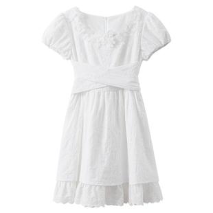 【清仓秒杀】夏韩系绝美裙子设计感气质高级白色蕾丝短袖连衣裙女