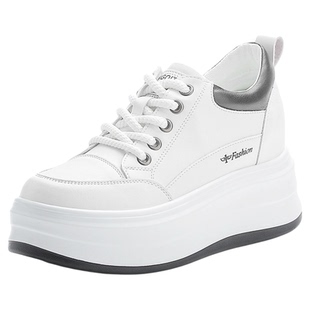 纯皮小白鞋女真皮轻便软底不累脚内增高女鞋春秋皮面小个子休闲鞋