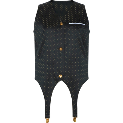 superr 原创设计 复古波点不规则底摆剪裁马甲女小众设计感