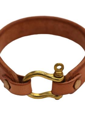 cigar楠哥手作马蹄扣枥木鞍革意大利OLP赫尔曼植鞣革皮手环皮手镯