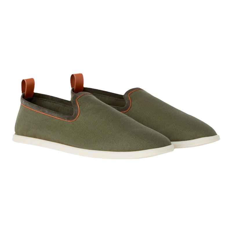 Loro Piana/诺悠翩雅男鞋棉麻鞋面低帮休闲一脚蹬乐福鞋