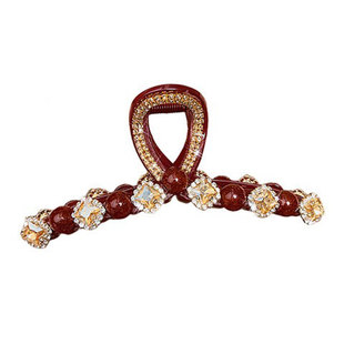 新年酒红色闪钻抓夹女2026新款发夹后脑勺高级感盘发鲨鱼夹子头饰