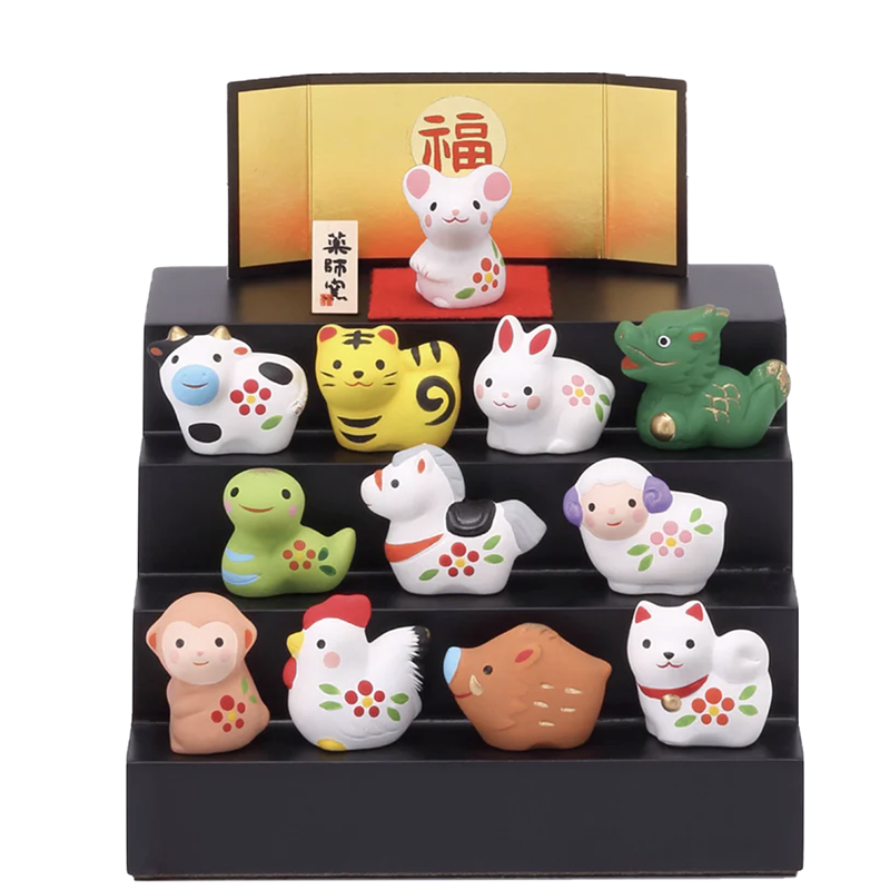 现货 日本进口药师窑摆件 十二生肖新年礼物招福开运桌面装饰品