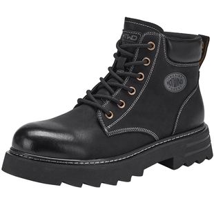 热风男鞋2025年秋季新款男士时尚休闲靴增高复古舒适马丁靴子男