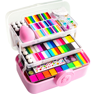 儿童面部彩绘工具套装脸部颜料无毒可水洗画脸练习模板脸上人体水溶性六一儿童节舞台化妆摆摊彩妆脸彩专用