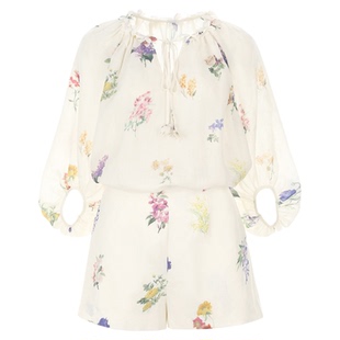 wana try苎麻花卉杏色套装2026夏季新款简约时髦温婉韩系休闲女装