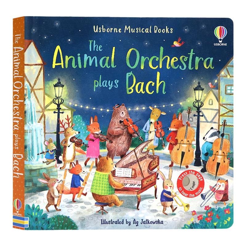 Usborne出品动物管弦乐团巴赫协奏曲触摸发声书 Animal Orchestra Plays Bach英文原版绘本按键发声书动物童话故事音乐洞洞书