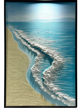 红星蓝色沙滩海洋肌理画diy材料