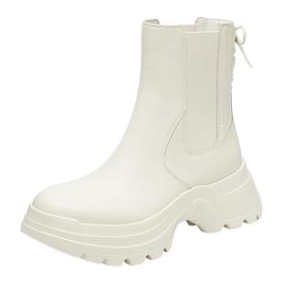 思加图新款海豚甜心烟筒靴切尔西靴厚底增高女靴EAH02DZ4