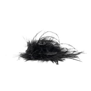 超仙羽毛侧夹对夹黑色鸵鸟毛小抓夹女高马尾半扎发夹小号鲨鱼夹女