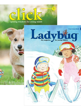 【中图原版】英文5-8岁ladybug小瓢虫 click点击世界儿童杂志2本2021年文学幻想 自然科学英语蟋蟀期刊进口杂志