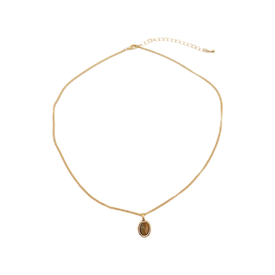 DSTYLE设计感咖色椭圆天然石项链