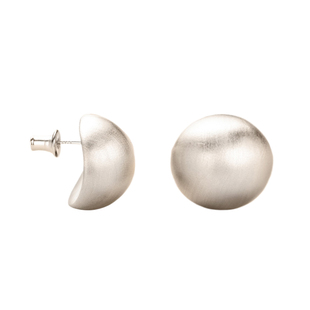 素图拉丝银球耳钉女款925银简约气质金色耳环轻奢高级感冬天耳饰