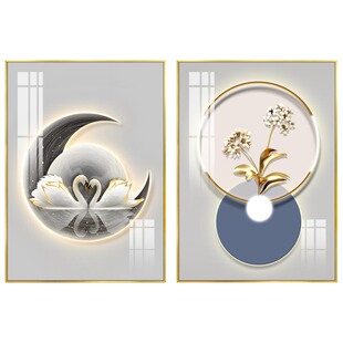 轻奢高档主次卧室装饰画床头背景墙软装壁画民宿酒店宿舍房间挂画