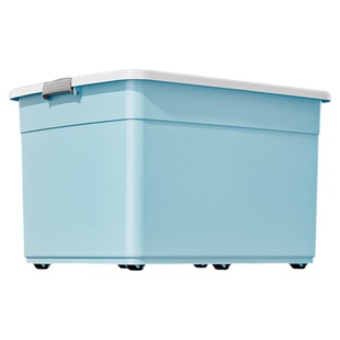 塑料简约带盖通用收纳箱大容量衣物整理箱滑轮家用组合款储物箱