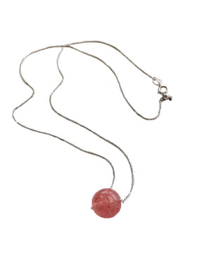 天然粉水晶转运珠纯银锁骨链