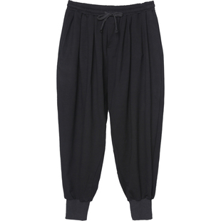 暗黑系低档宽松原创嘻哈伦裤休闲裤九分裤马裤发型师飞鼠裤男ro