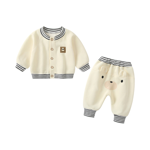 男宝宝套装2026新款春秋薄款卫衣三件套男童春装婴儿分体运动衣服