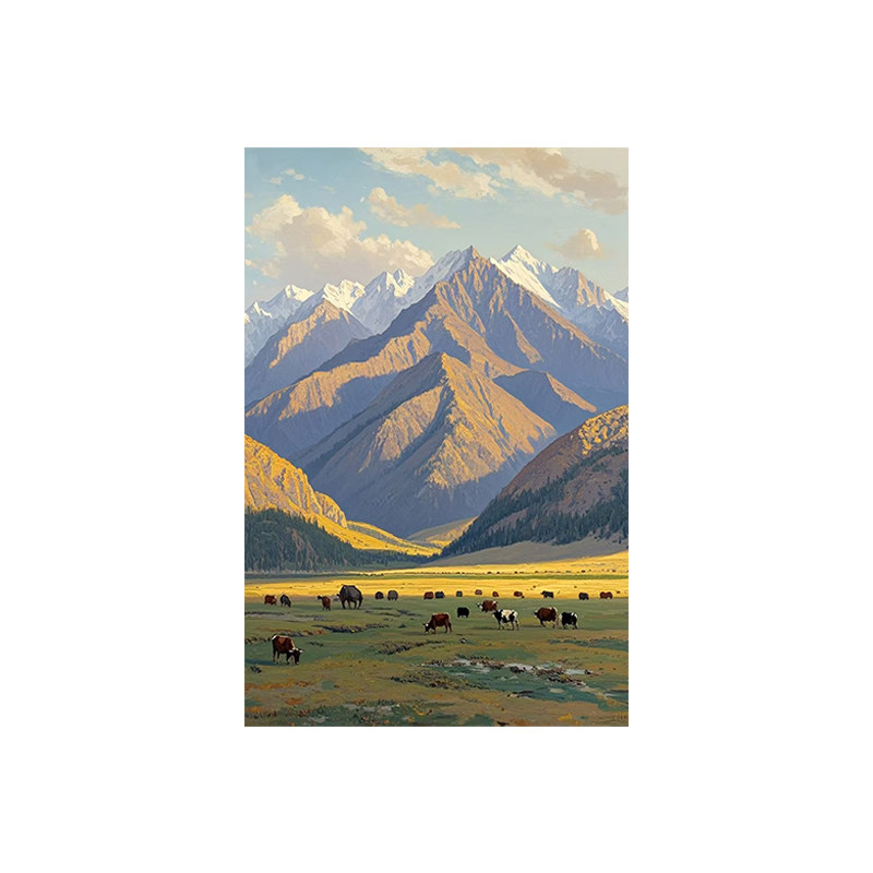 白鹿艺术手绘油画写实风景装饰画