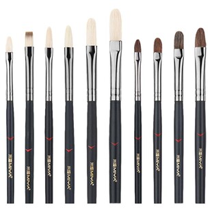 米娅黑骑士水粉笔单支画笔美术生专用丙烯油画猪鬃扇形笔色彩绘画工具排笔刷子尼龙勾线笔颜料刷马毛米亚画笔