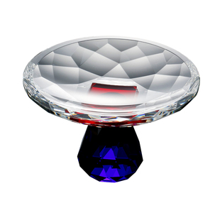 轻奢K9水晶玻璃首饰盘高脚托盘客厅玄关置物盘创意装饰品收纳摆件