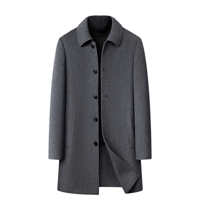 羊毛毛呢外套中长款翻领双面呢冬