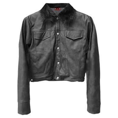 DETW25AW**暗黑毛领皮质羽绒服