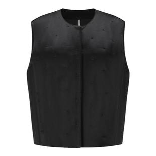 【deepmoss】优雅复古潮流女装时尚休闲气质圆领夹棉刺绣工艺马甲