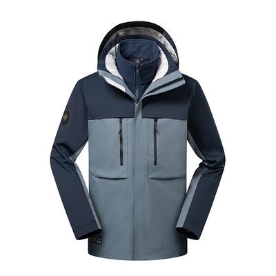 探路者冲锋衣男款秋冬季户外三合一两件套抓绒内胆防寒保暖登山服