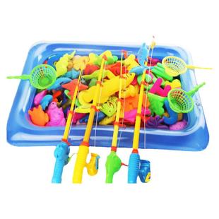 小孩子玩的磁吸小朋友小猫水里钓鱼玩具儿童磁性鱼磁铁石洗澡益智