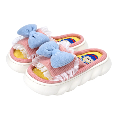 左福公主亚麻拖鞋透气防滑室内