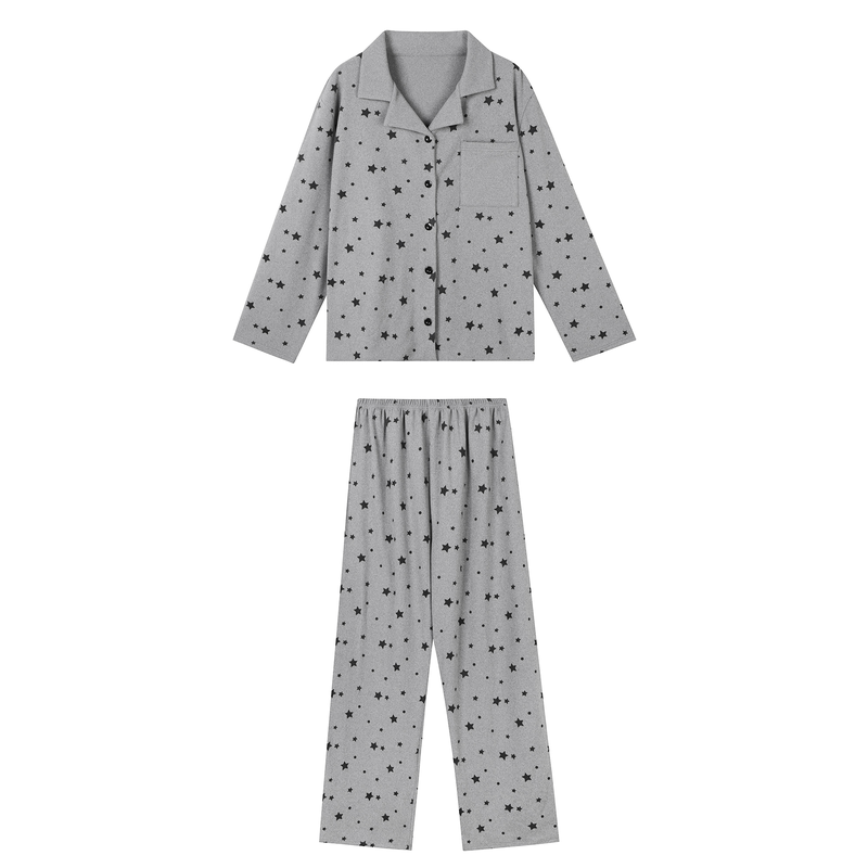 JoyceBra  星星波点德绒翻领睡衣女秋冬保暖舒适可外穿家居服套装