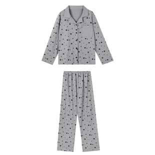 JoyceBra 星星波点德绒翻领睡衣女秋冬保暖舒适可外穿家居服套装